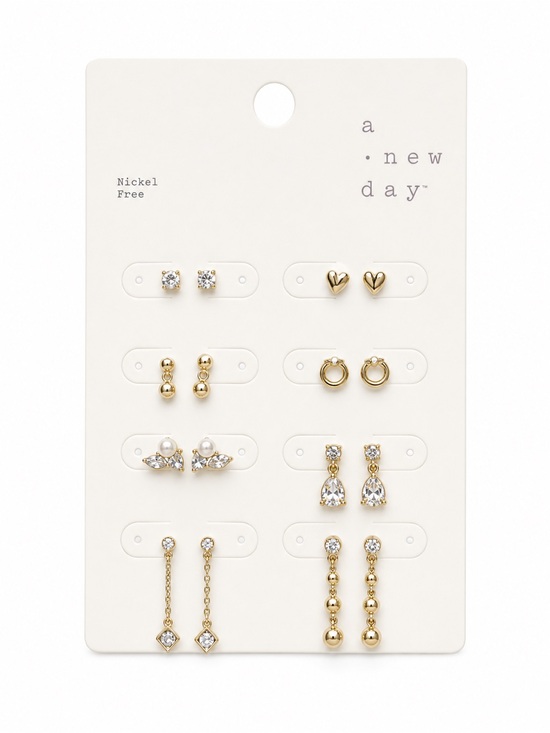 a new day Jewelry - a new day Gold-Tone Mixed Stud & Drop Earring Set - Clear Crystal Accents